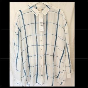 Eileen Fisher XL lite airy•button shirt silk